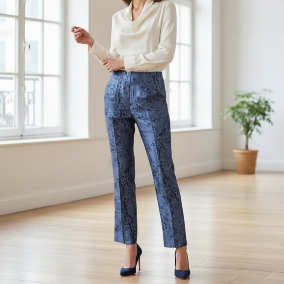 Nina Ricci Pants - NINA RICCI Haute Boutique Paris VTG Lilac Designer Flowers Tailored Trouser s 40